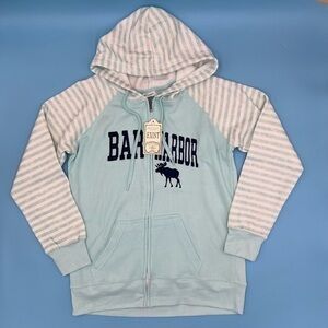 NWT- BAR HARBOR MAINE Embroidered Zip-Up Hoodie Jacket